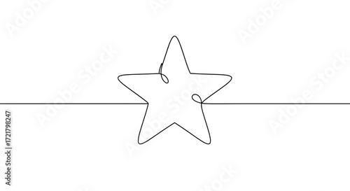 Outline of a star in minimalist design on white background  