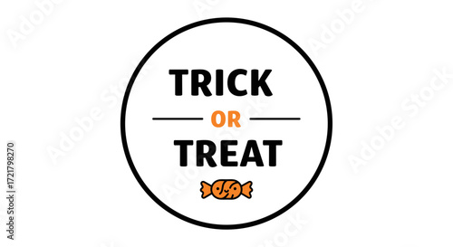 Trick or treat circular graphic design with candy illustration  