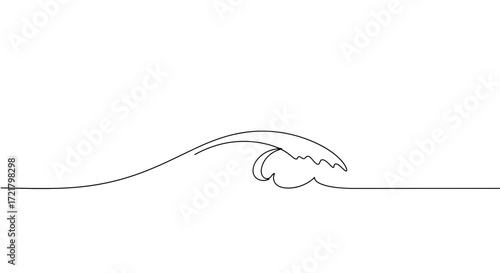 Minimalist line drawing of ocean wave on white background  