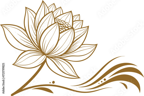 Elegant metallic gold lotus flower vector illustration scalable eps icon