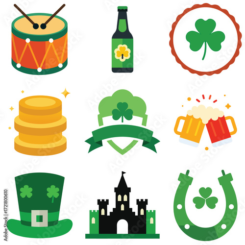 Flat design illustration of an irish bodhr n drum with sticks