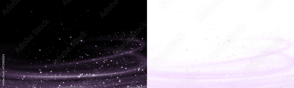 Fototapeta premium Abstract png overlay featuring swirling particles on a contrasting black and white background, creating a dynamic visual effect for creative design projects and artistic applications