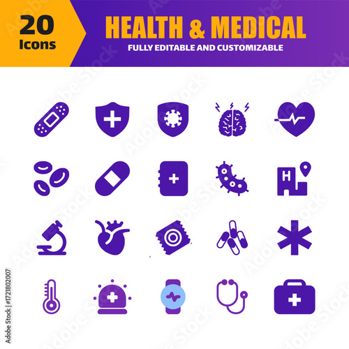 Health & Medical Icons Set - Editable & Customizable