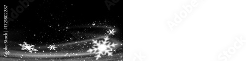 Photography Snowflakes gently falling against a dark background, creating a magical winter a