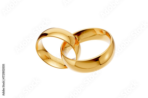 Golden wedding rings. gold illustration with transparent background. Symbols of love and fidelity. Male and female ring interlocked with each other