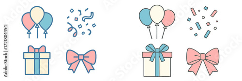 Decorative balloons and gifts design representing celebrations and joyful events