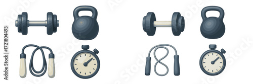 Fitness equipment for strength training and cardio workouts at home or the gym