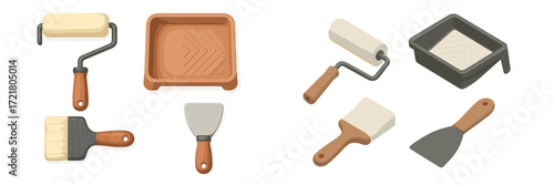 Collection of painting tools displayed for home improvement projects and creative painting tasks