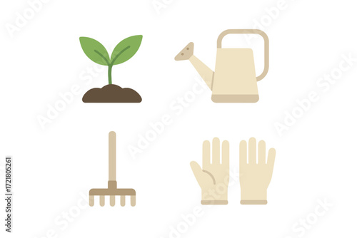 Planting a garden with tools and supplies for nurturing growth in a vibrant outdoor space