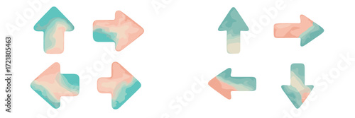 Colorful watercolor arrows pointing in different directions for design or decoration