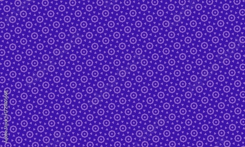 A repeating pattern of light purple circles and triangles on a dark purple background surface design