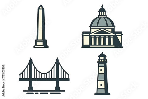 Iconic landmarks representing a city?s rich history and architecture during a bright day