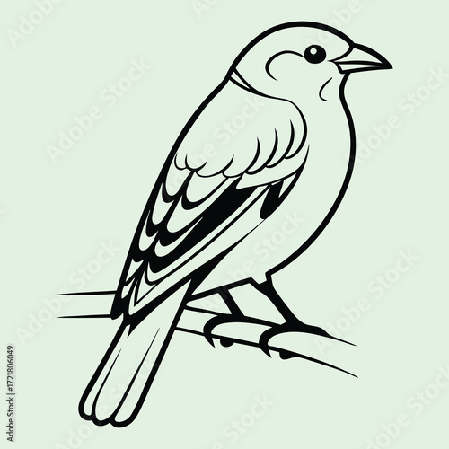 Black raven silhouette vector illustration on a branch, perfect for wildlife and nature design