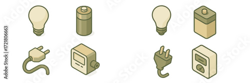 Illustrations of common electrical components displayed in a simple and clean design for easy identification