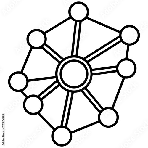 Scientific Molecule Outline Vector Illustration