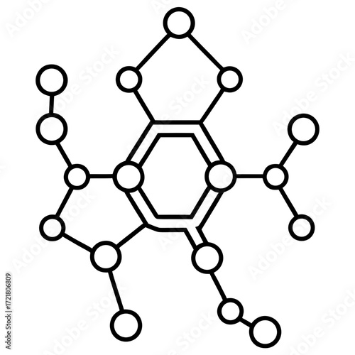 Scientific Molecule Outline Vector Illustration