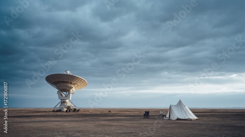 desert radio telescope cloudy sky