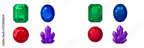 Colorful collection of sparkling gemstones and crystals arranged in a visually appealing display