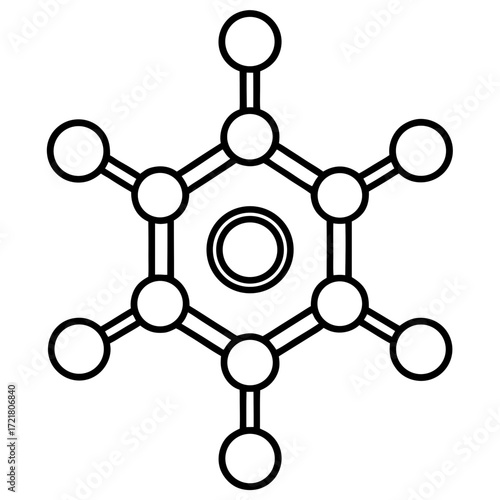 Scientific Molecule Outline Vector Illustration