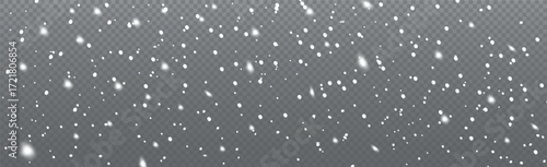 White falling snow on transparent background