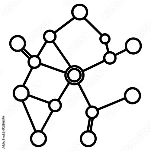 Scientific Molecule Outline Vector Illustration