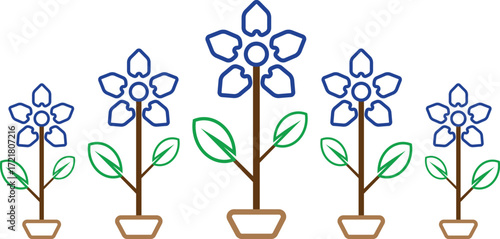 Versatile Flower Tree Outline Vector Collection for Landscape Symbols, Plant Silhouettes, Gardening Themes, and Seasonal Icons