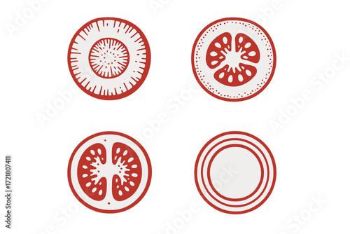 Unique patterned tomato designs displayed in a creative layout