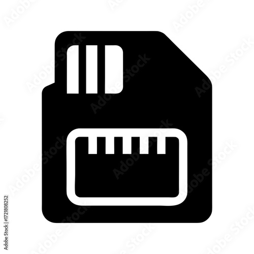 Vector icon of memory card silhouette symbolizing storage device vector with white background