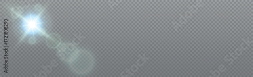 Bright sun with glare on a transparent background - Vector illustration