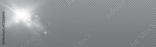 Bright sun with glare on a transparent background - Vector illustration