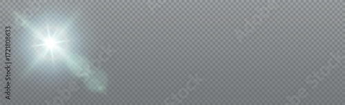 Bright sun with glare on a transparent background - Vector illustration