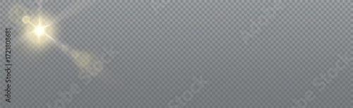 Bright sun with glare on a transparent background - Vector illustration