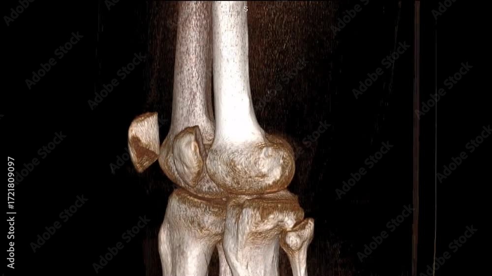3D CT Scan of Knee Joint with Rotating Image and 2D Sagittal View ...