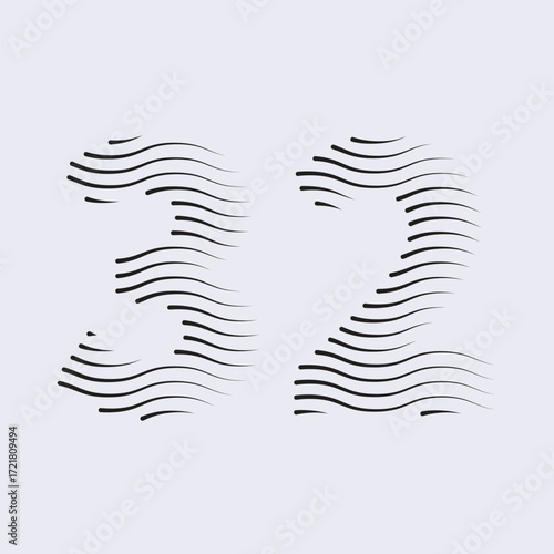 32 Number Lines Logo Icon vector and Illustration