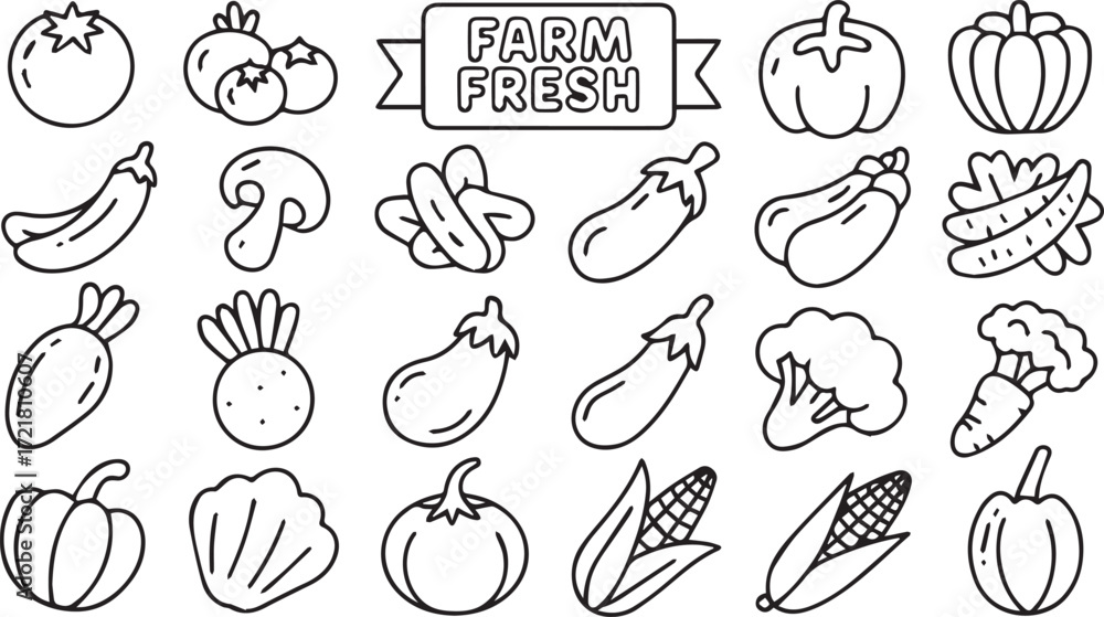 Fototapeta premium Vector art of farm fresh vegetables for healthy eating concept