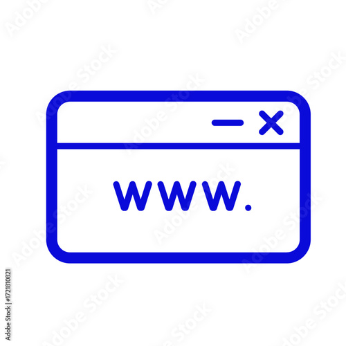 Simple Blue Web Browser Window Icon with WWW Text.