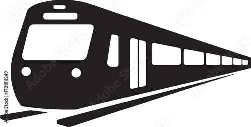 Vector art of a black train, a symbol of transportation