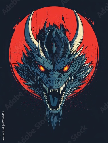 A dragon is depicted in the sunset, serving as a modern illustration for a t-shirt design