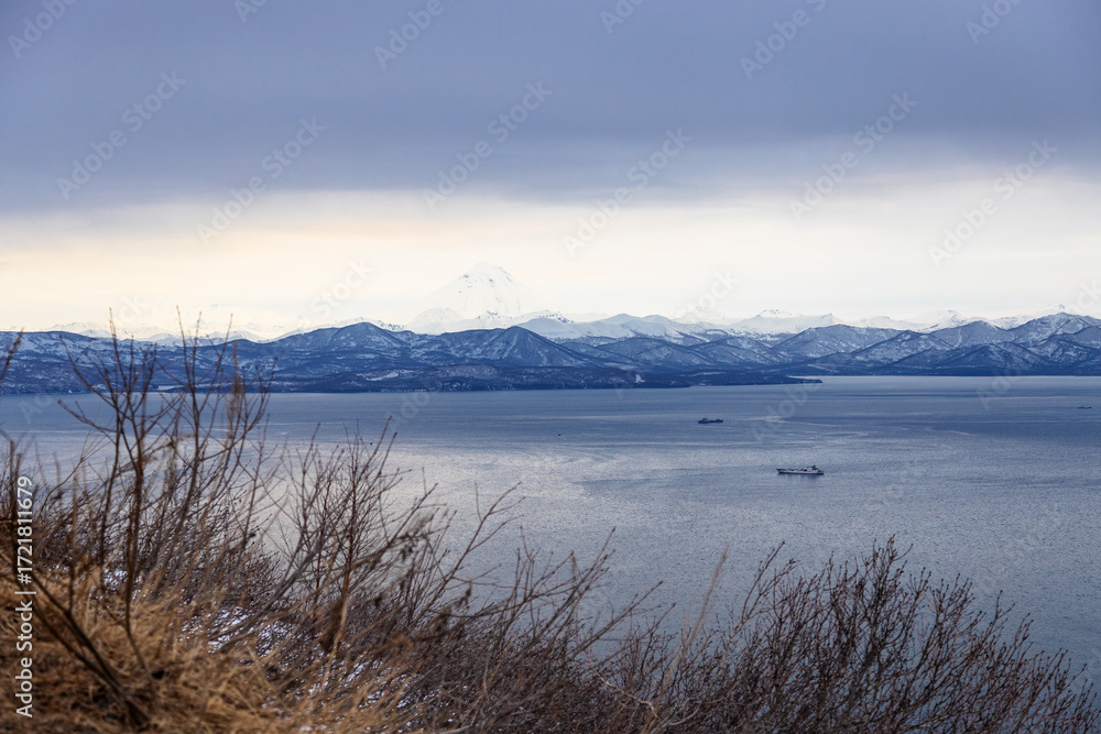 Fototapeta premium above view of Avacha Bay from Mishennaya sopka
