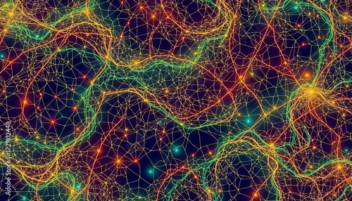 Intricate, flowing neural network visualized as a seamless, organic pattern,  intelligence,  art