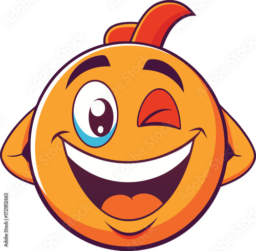 Winking Face Emoji Mascot Vector Cute Smiling Cartoon Playful Expression Icon Illustration Artwork