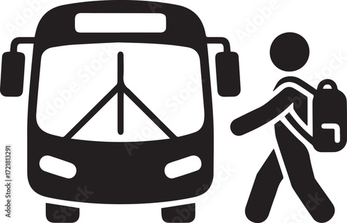 Illustration of a school bus with a student boarding