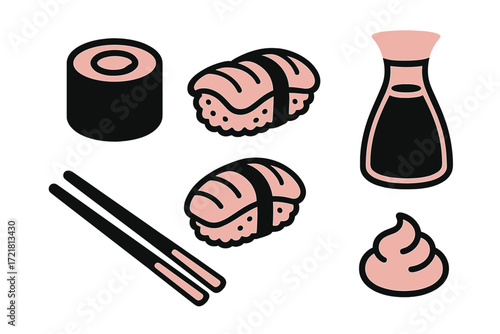 Delicious sushi spread featuring nigiri, rolls, soy sauce, and wasabi ready for a meal