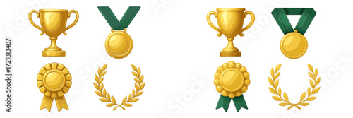 Various trophy and medal designs showcasing awards and recognition symbols