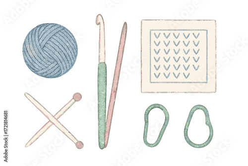 Crochet and knitting tools displayed on a clean background showcasing crafting essentials for beginners