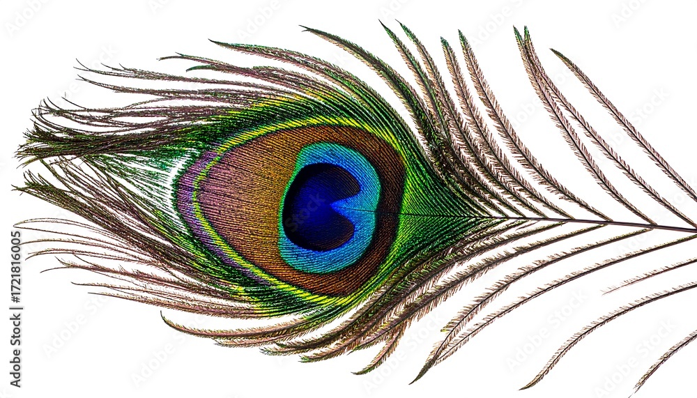 Obraz premium Vibrant peacock feather close-up