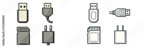 Various USB connectors and adapters displayed on a white background for technology enthusiasts