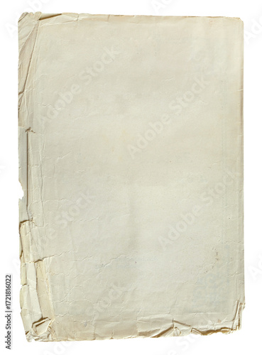 tattered sheet of old paper with torn edges cutout