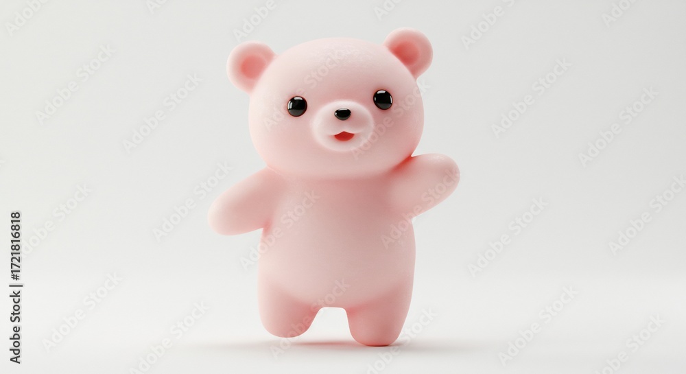 Obraz premium 愛らしいピンクのクマ 柔らかな光で輝く 優しい表情 This translates roughly to: 