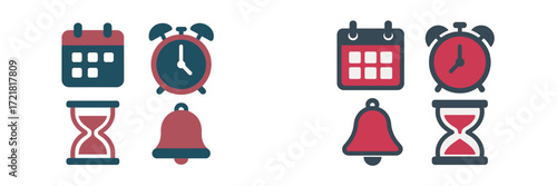 Visual representation of time management concepts in modern design showcasing calendars, clocks, and hourglasses